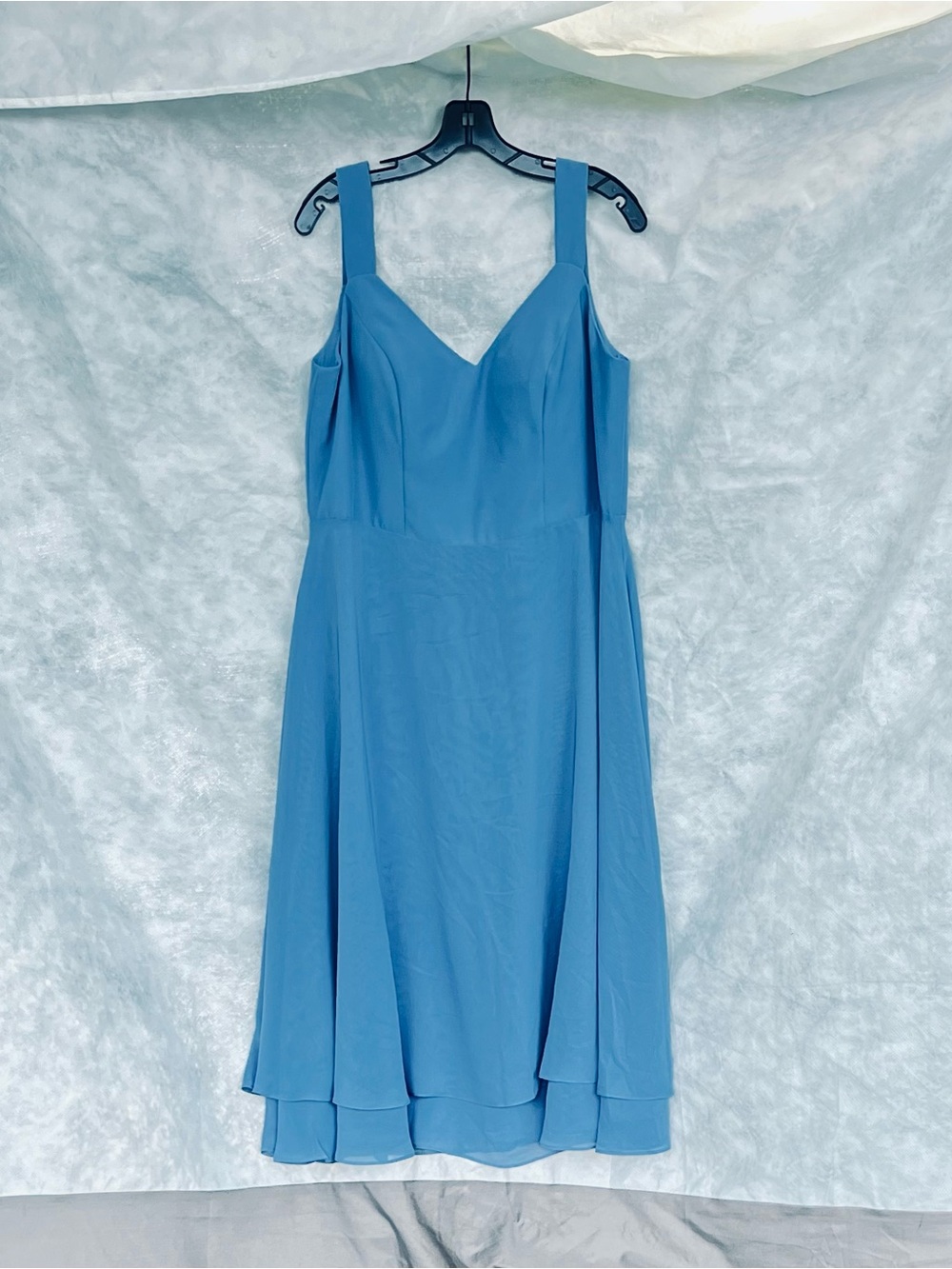 JJs House Slate Blue Satin Gown size 16 (XL) long wedding  Dress
